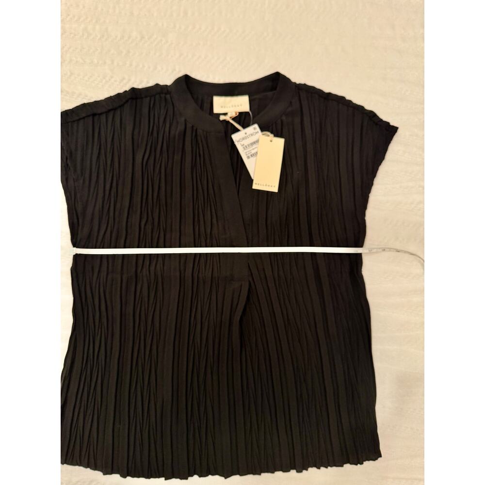 Black Pleated Textured Dolman Blouse Women's Large NWT Office Capsule Nordstrom - Picture 8 of 14
